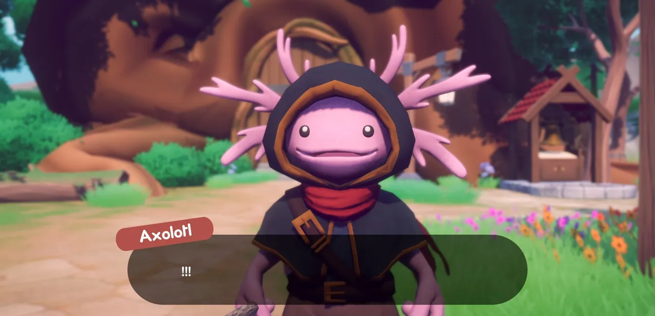 The axolotl, which I affectionately name Frank after the axolotl of a friend. Screenshot from a development build.