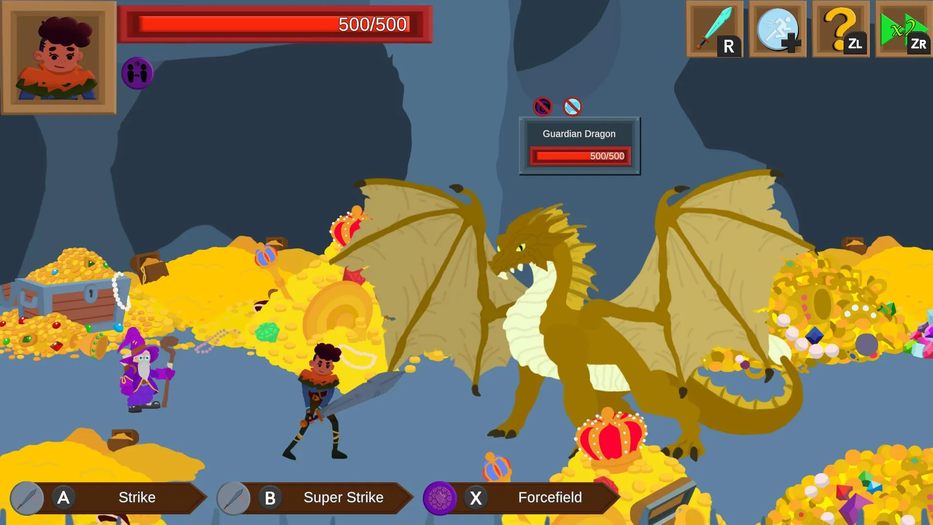 The final battle against guardian dragon.