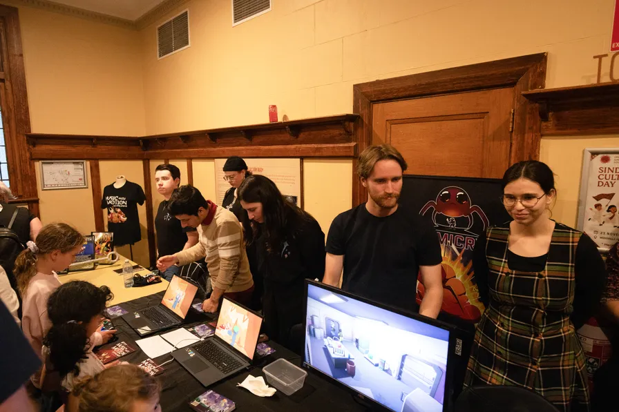 Attendees playing games at the showcase prior to the
concert
