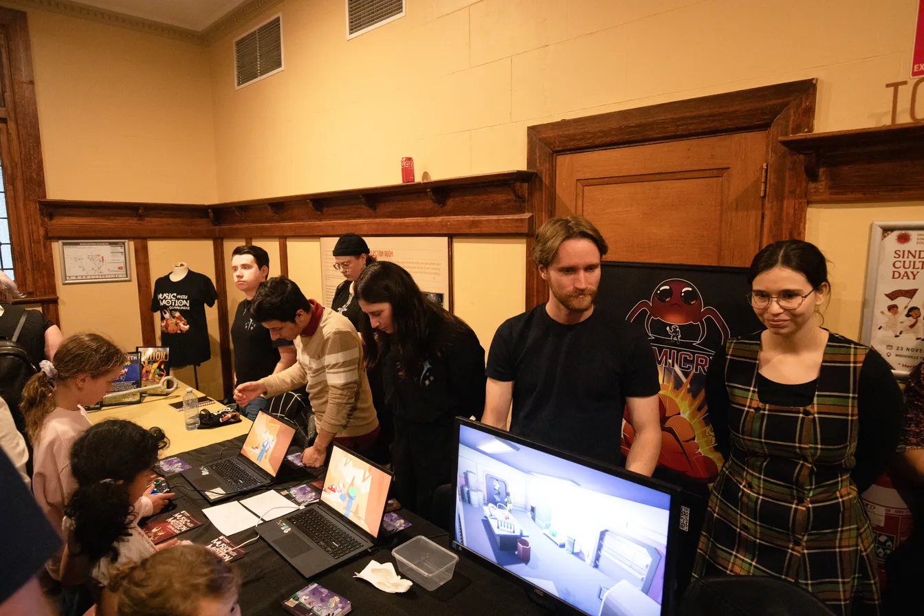 Attendees playing games at the showcase prior to the
concert